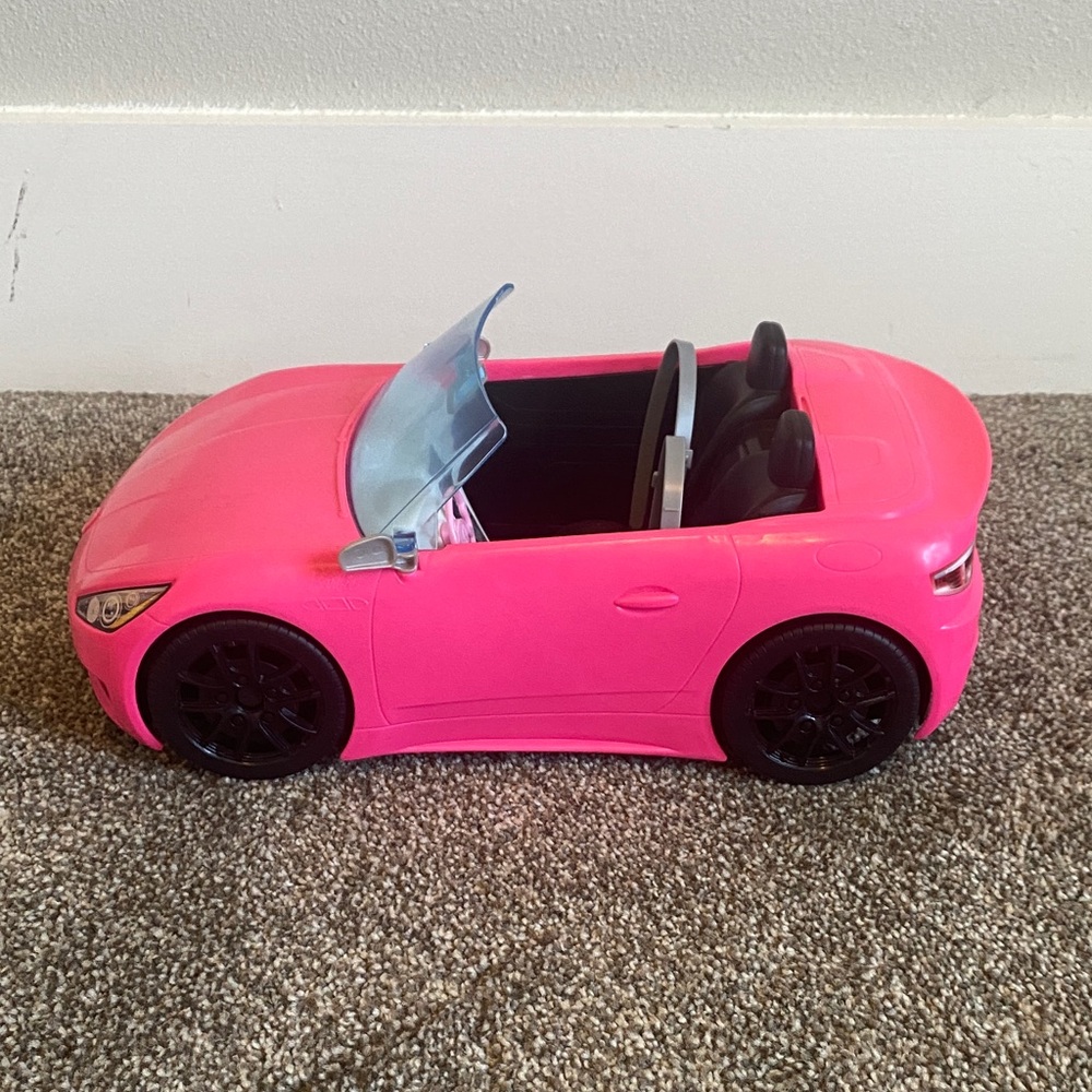 Pink Barbie Convertible Toy Car - Stylish Ride-On Accessory